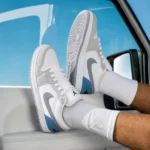 کفش کتونی مردانه نایک جردن وان JORDAN 1 رنگ سفید طوسی آبی کد 2666