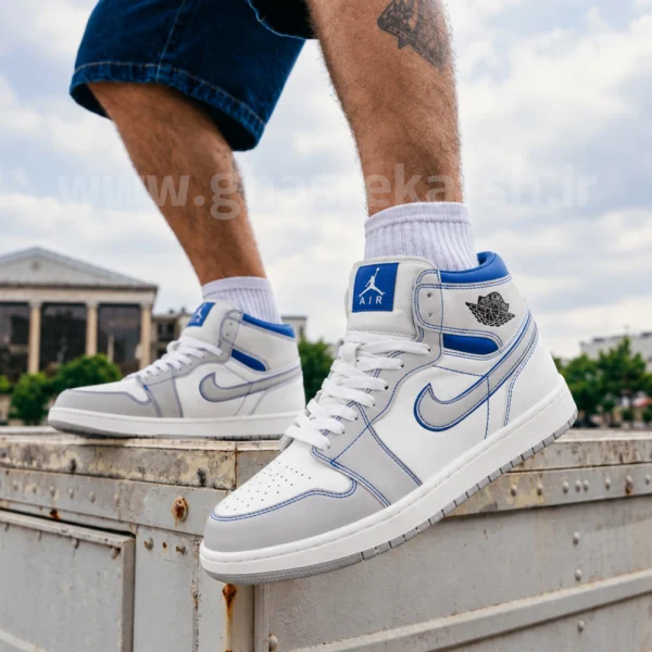 کتونی نایک جردن وان JORDAN 1 مردانه ساقدار رنگ سفید آبی کد 2891