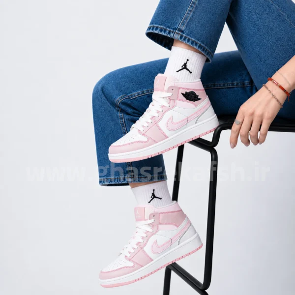 کتونی نایک جردن Jordan 1 فانتوم ساقدار زنانه رنگ  سفید صورتی کد 2900